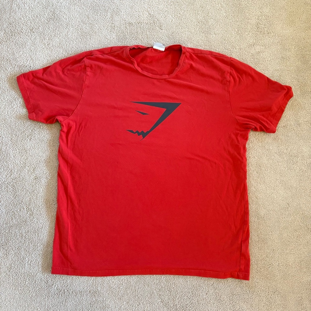 Gymshark Sharkhead Infill T-Shirt Men XL Red Orange Short Sleeve Stretch✅